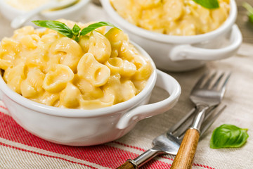 Macaroni and Cheese Background. Selective focus.