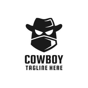 simple cool Cowboy robot logo design