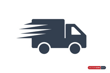 Fast Shipping Delivery Truck Icon isolated on White Background. Usable for Apps, Websites and Business Resources. Flat Vector Icon Design Template Element.