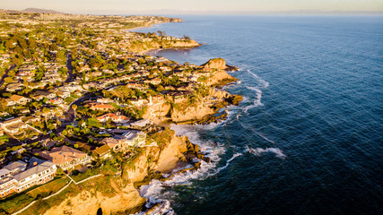 Drone view of luxury real estate buildings at the coast of Laguna Beach, California, USA © Tom H