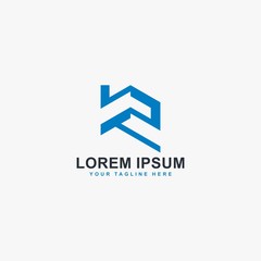 Real estate logo design. Letter R house abstract symbol. Monogram R-type logo. Outline the home icon vector.