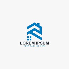 Real estate logo design. Letter R house abstract symbol. Monogram R-type logo. Outline the home icon vector.