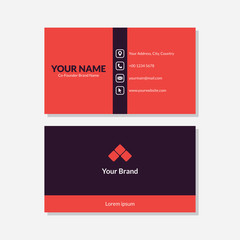 Vector graphic of Business card design, with modern red, black, and white color scheme. Perfect to use for corporate