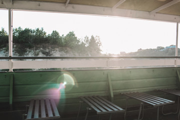 Shops on the boat, sunny weather