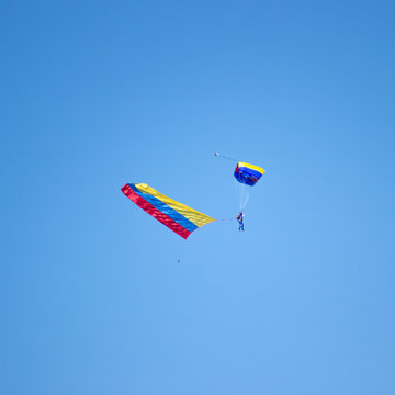 man in colorful over the sky