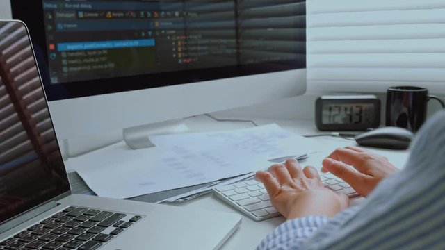 Developing programmer Development Website design and coding technologies working at home