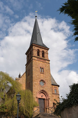 Fototapeta na wymiar Evangelical Church in Saarburg, Germany