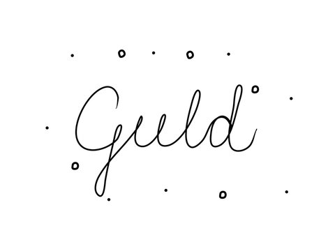 Guld phrase handwritten with a calligraphy brush. Gold in swedish. Modern brush calligraphy. Isolated word black
