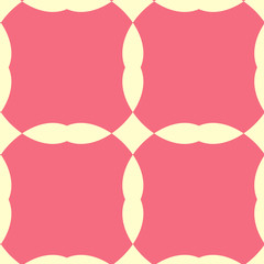 Geometric chekered abstract decorative  vector background. Vector mosaic tiles seamless pattern with pink background and geometrical ornament.