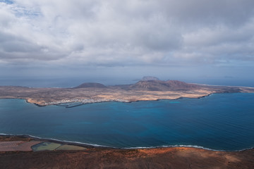 View of La Graciosa island from Lanzarote island. Canary islands, Spain, October 2019