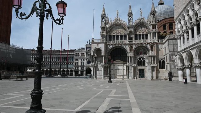 May 2020, Venice-Italy, Walking through the monuments of the ancient city of Venice at the time of the coronavirus, between closed shops and the absence of tourists