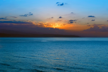 TRABZON, TURKEY - SEPTEMBER 24, 2009: Sunset, Skyline in the Black Sea. Of District