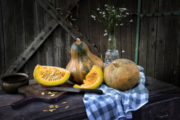Bodegon de calabazas campestre