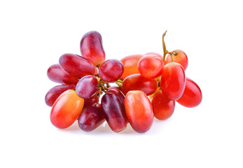 Red grape on white background