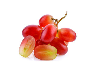 Red grape on white background