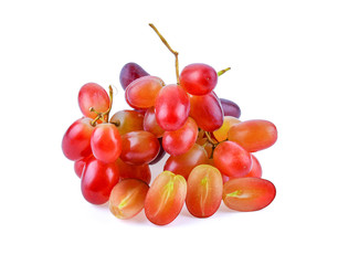 Red grape on white background