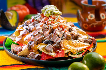 Loaded Steak Nachos Appetizer plate
