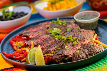 Bistek Mexicana, Skirt Steak served with onions and peppers