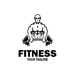 Vintage Flat design fitness bodybuilding logo vector template