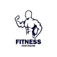 Vintage Flat design fitness bodybuilding logo vector template