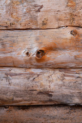 Obraz premium Light brown surface of old knotted wood with natural color, texture and pattern. wood texture background. Wooden desk table or floor