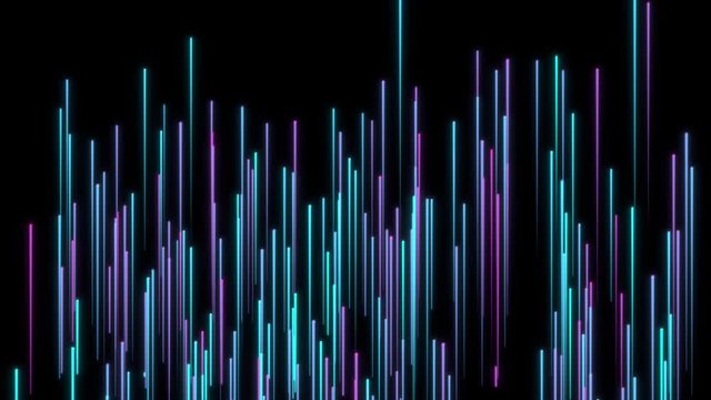 Glow neon lines motion design background. Retro animation of glowing stripes