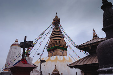 Fototapeta premium Swayambhunath, also known as Monkey Temple is located in the heart of Kathmandu, Nepal and is already declared World Heritage Site by UNESCO