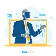 Virtual learning, Online digital training, E-learning with AI, Online Education, and E-book concept. Modern vector illustration for the website and mobile application