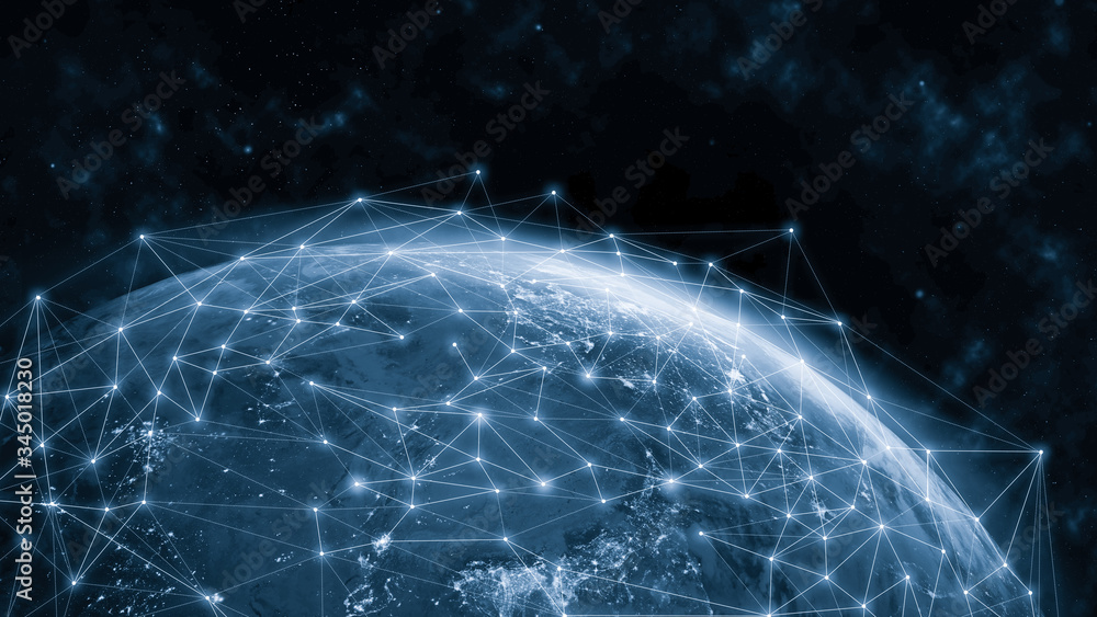 Poster global network modern creative telecommunication and internet connection. concept of 5g wireless dig