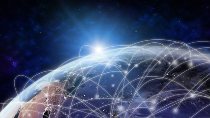 Global network modern creative telecommunication and internet connection. Concept of 5G wireless digital connection and internet of things future.