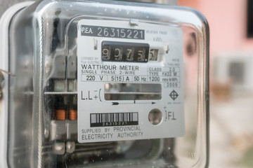 Electricity meter in kilowatt hours
