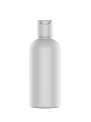 Blank cosmetic bottle with disc press cap for branding and mock up, 3d render illustration.