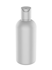 Blank cosmetic bottle with disc press cap for branding and mock up, 3d render illustration.