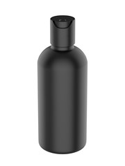 Blank cosmetic bottle with disc press cap for branding and mock up, 3d render illustration.