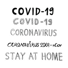 Line drawing Corona-19 coronal virus concept is a font design logo World Health Organization WHO Introduces New Name for Coronavirus Disease, COVID-19 Name, Virus Vector Illustration.