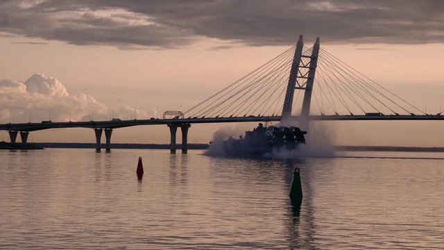 SAINT-PETERSBURG, RUSSIA - JULY 14, 2019: A russian hovercraft