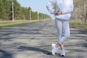 Fitness sport woman in fashion sportswear  resting after the training.