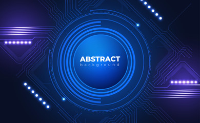 Technology Background. Neon Effect. Circuit Board Concept. Electronic Motherboard Illustration. Hi-tech Digital Technology And Engineering. Digital Technology Backdrop. Vector Illustration