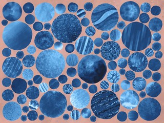 Collage Mixed Media Circles inspired by Pantone 2020 Color of the Year: Classic Blue