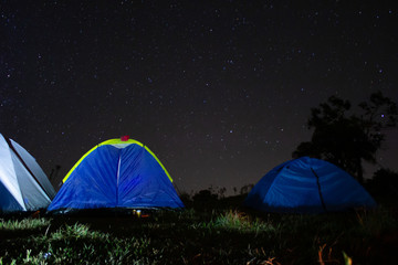 camping in the night