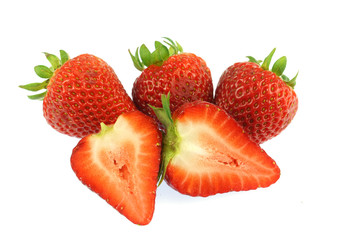 fresh strawberries isolated on white background
