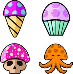 set of mushroom vector