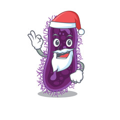 Lactobacillus rhamnosus bacteria Santa cartoon character with cute ok finger