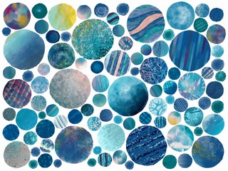 Collage Mixed Media Circles inspired by Pantone 2020 Color of the Year: Classic Blue