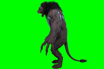 Obraz na płótnie Canvas Fantasy character Humanoid Lion in epic pose - 3D render