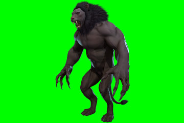 Fantasy character Humanoid Lion in epic pose - 3D render