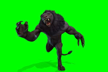 Fantasy character Humanoid Lion in epic pose - 3D render