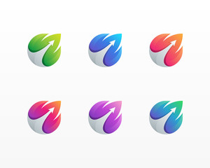 Arrow leaf logo. Colorful abstract arrow with leaf logo.