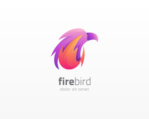 Fire bird logo. Colorful animal mascot logo icon.