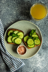 Healthy lunch with vegetable toasts